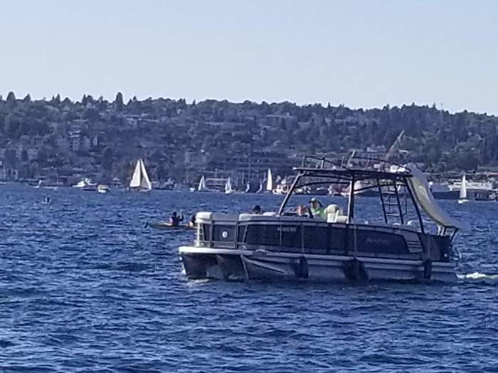 it's a boat with it's fenders down!
