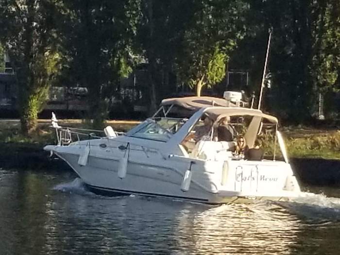 it's a boat with it's fenders down!