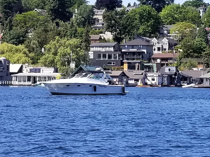 it's a boat with it's fenders down!